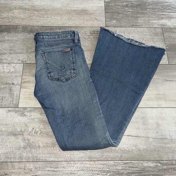 Hudson Mia Barefoot Flare Jeans Raw Hem Size 25 *Missing Button - Picture 1 of 14